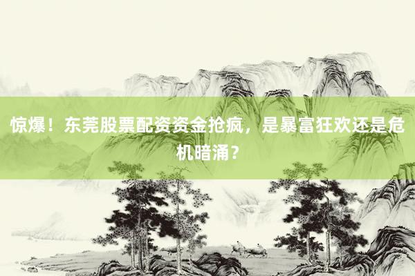 惊爆！东莞股票配资资金抢疯，是暴富狂欢还是危机暗涌？