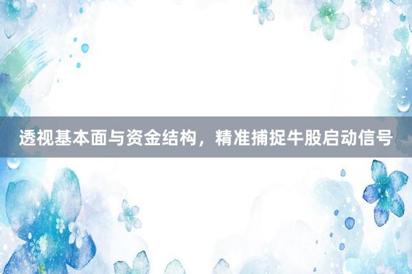 透视基本面与资金结构，精准捕捉牛股启动信号