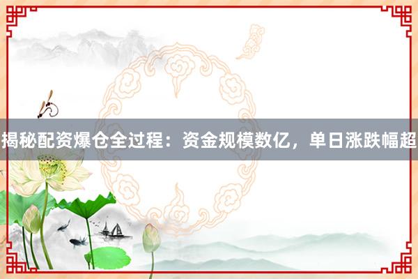揭秘配资爆仓全过程：资金规模数亿，单日涨跌幅超