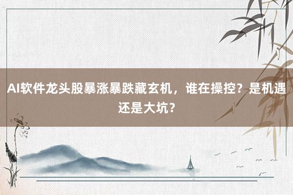 AI软件龙头股暴涨暴跌藏玄机，谁在操控？是机遇还是大坑？