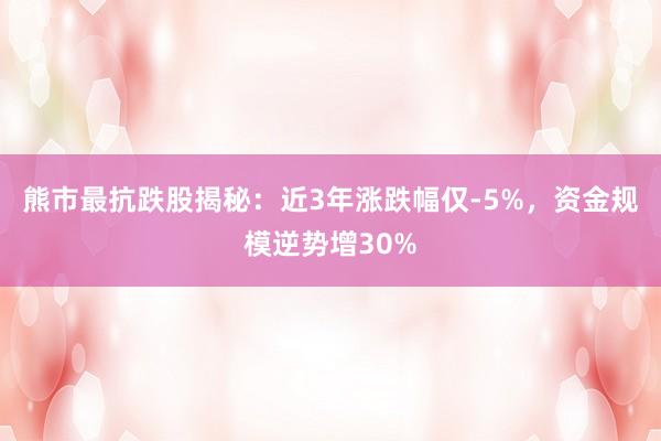 熊市最抗跌股揭秘：近3年涨跌幅仅-5%，资金规模逆势增30%