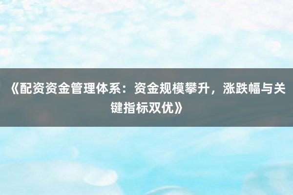 《配资资金管理体系：资金规模攀升，涨跌幅与关键指标双优》