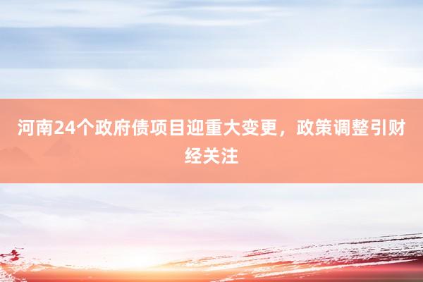 河南24个政府债项目迎重大变更，政策调整引财经关注