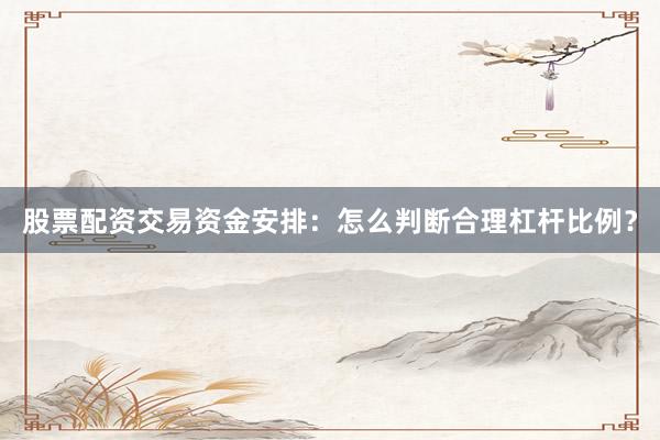 股票配资交易资金安排：怎么判断合理杠杆比例？