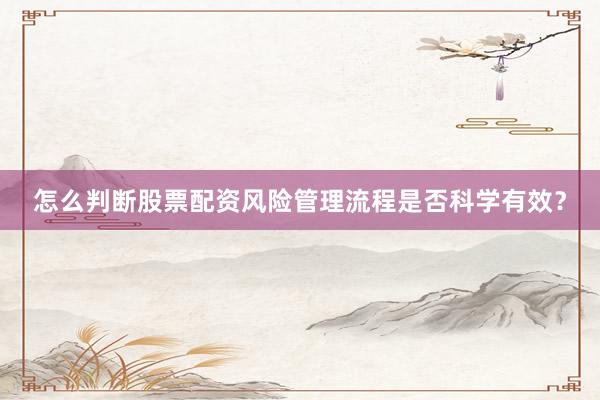 怎么判断股票配资风险管理流程是否科学有效？